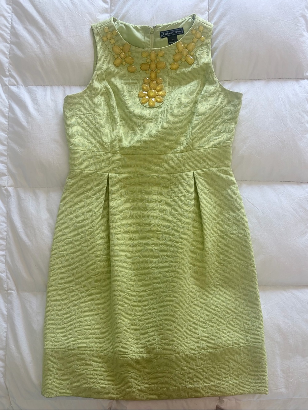 Jessica Howard Lime Sleeveless Embellished Sheath Dress